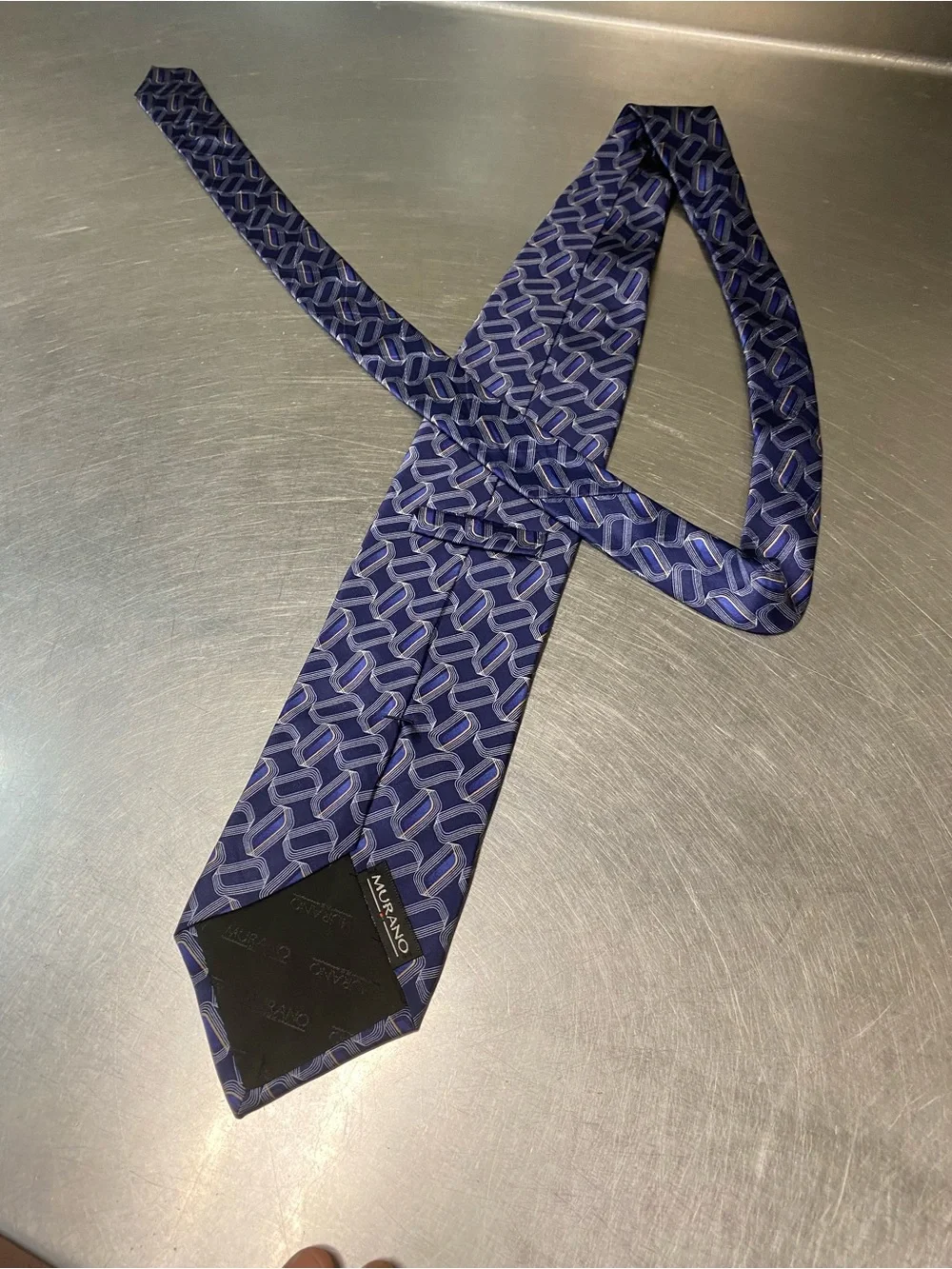 Murano Navy Geometric Silk Tie